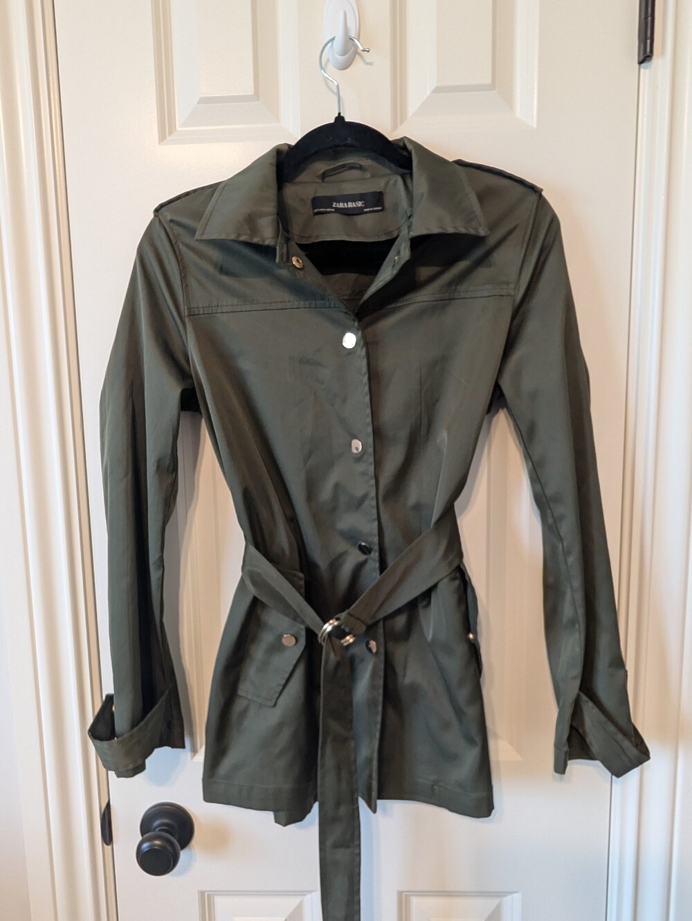Zara Basic Olive Green Belted Utility Jacket Size S